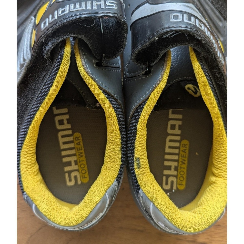 7 Womens EUC Vtg 2002 Shimano SH-M038 Cycling Shoes Grey Yellow MTB Bike 2 Bolt - Picture 2 of 12